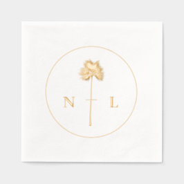 Servilletas Con Brillo Moderno Boda Tropical Minimal Elegante Monograma