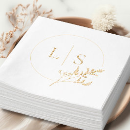 Servilletas Con Brillo Moderno y simple Boda de verde monograma