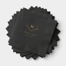 Servilletas Con Brillo Monograma de Boda Ramas Felices