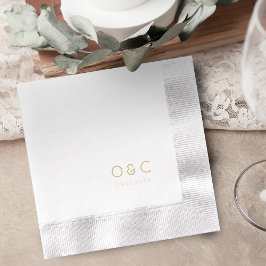 Servilletas Con Brillo Monograma de boda retro minimalista para parejas