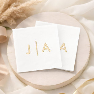 Servilletas Con Brillo Monograma de Boda simple mínimo moderno