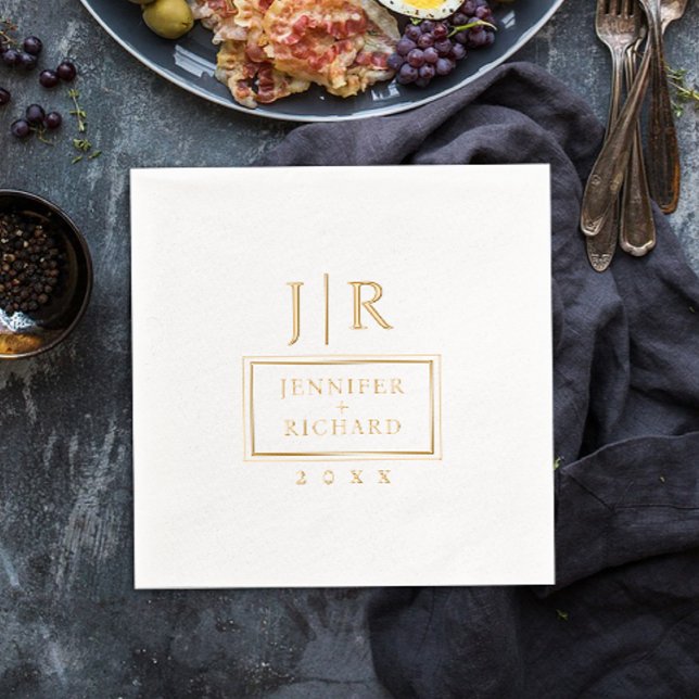 Servilletas Con Brillo Monograma de Iniciales de Nombre Geométrico Simple (Subido por el creador)