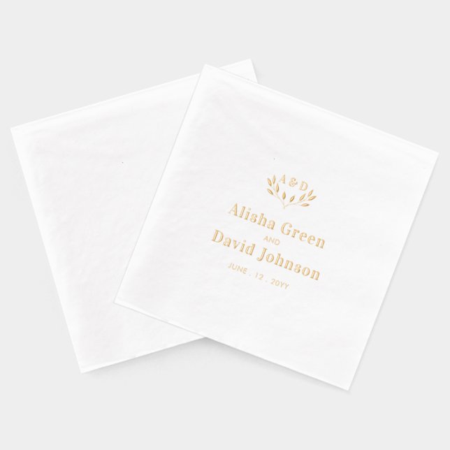 Servilletas Con Brillo Monograma Parejas Nombre Matanza Personalizada (Reverso)