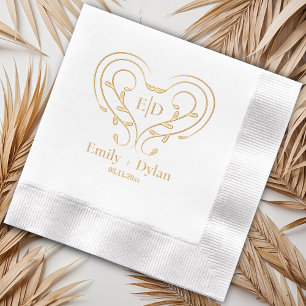 Servilletas Con Brillo Monograma romántico elegante