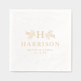 Servilletas Con Brillo Monograma rústico simple nombre elegante boda