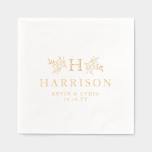 Servilletas Con Brillo Monograma rústico simple y elegante nombre boda