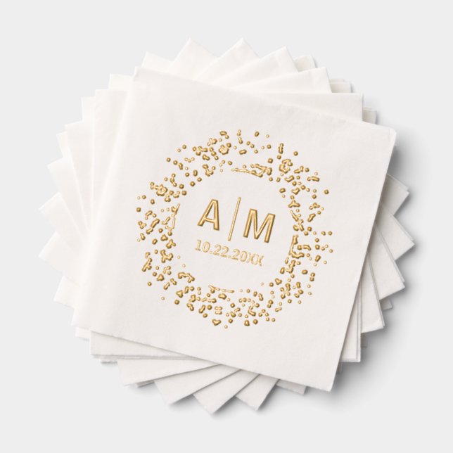 Servilletas Con Brillo Monograma y Boda de citas de Confetti Splatter (Insitu (apilados))
