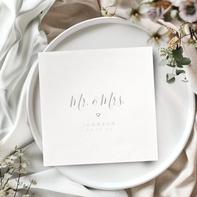 Servilletas Con Brillo Mr and Mrs simple elegant script wedding (Mr and Mrs simple elegant script wedding Foil Napkins)