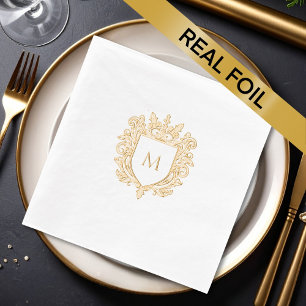 Servilletas Con Brillo Napkin Relieve metalizado Monogramado Dorado de la