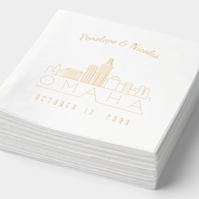 Servilletas Con Brillo Napkins Boda Omaha personalizado Relieve metalizad (Detalle)