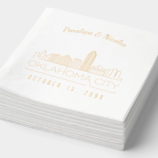 Servilletas Con Brillo Napkins de la ciudad de Oklahoma personalizado par (Detalle)