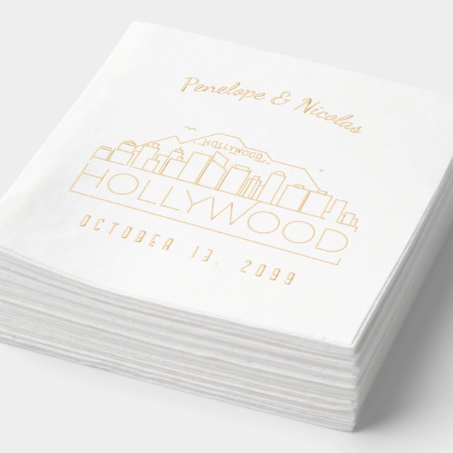 Servilletas Con Brillo Napkins Relieve metalizado dorado Boda de Hollywoo (Detalle)