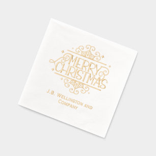 Servilletas Con Brillo Navidad Alegre Empresa / Nombre de Familia Festivo