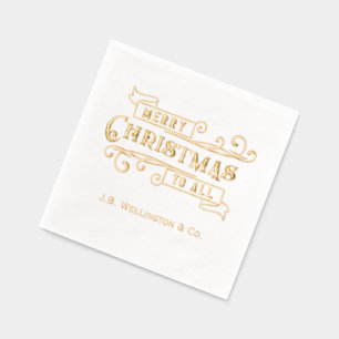 Servilletas Con Brillo Navidad Alegre para toda la empresa Nombre