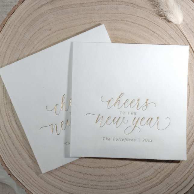 Servilletas Con Brillo New Years Elegant Festive 2026 Gold (New Year's Eve gold foil napkins - Cheers to the New Year)