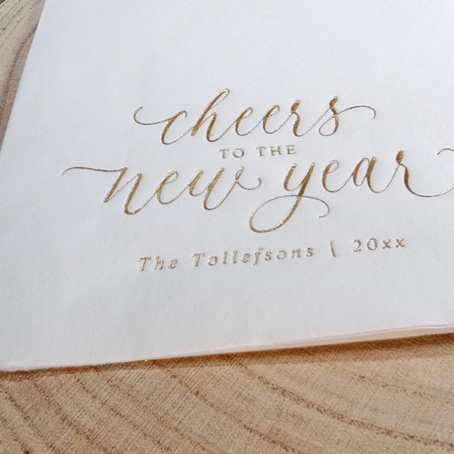 Servilletas Con Brillo New Years Elegant Festive 2026 Gold (Elegant New Year's Eve cocktail napkins for New Year's Parties in elegant real gold foil)