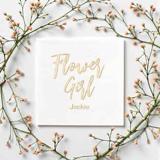 Servilletas Con Brillo Niña de las Flores Amarillo Oro Blanco Boda 