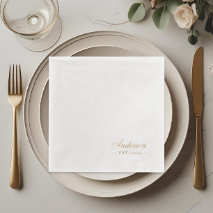 Servilletas Con Brillo Nombre de familia de letra script clásica para bod