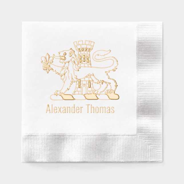 Servilletas Con Brillo Nombre del castillo de León Heráldico Fleur de Lis (Anverso)