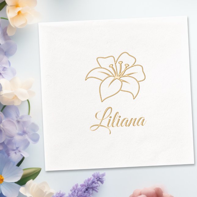 Servilletas Con Brillo Nombre personalizado de flor de Lily exótica (Subido por el creador)