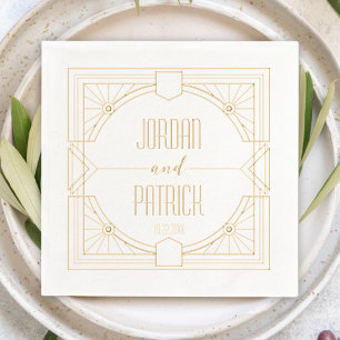 Servilletas Con Brillo Nombre personalizado de pareja geométrica Art Deco