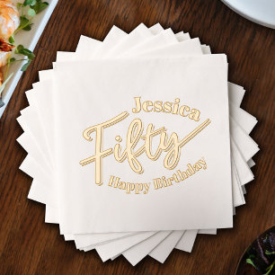 Servilletas Con Brillo Nombre personalizado del guión de la fiesta de 50 