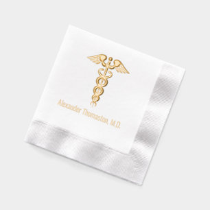 Servilletas Con Brillo Nombre profesional de médico caduceo