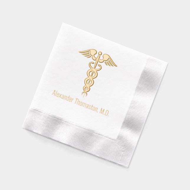 Servilletas Con Brillo Nombre profesional de médico caduceo (Izquierda)