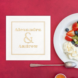 Servilletas Con Brillo Nombre simple de la pareja de Boda de lujo