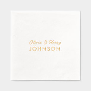 Servilletas Con Brillo Nombres de monograma boda Elegant Script Gold