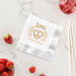 Servilletas Con Brillo Nombres de Pareja Amor Corazón Signo de Paz Daisie