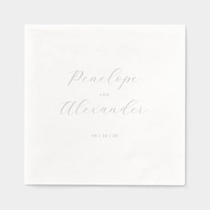 Servilletas Con Brillo Nombres en cursiva plateada elegante