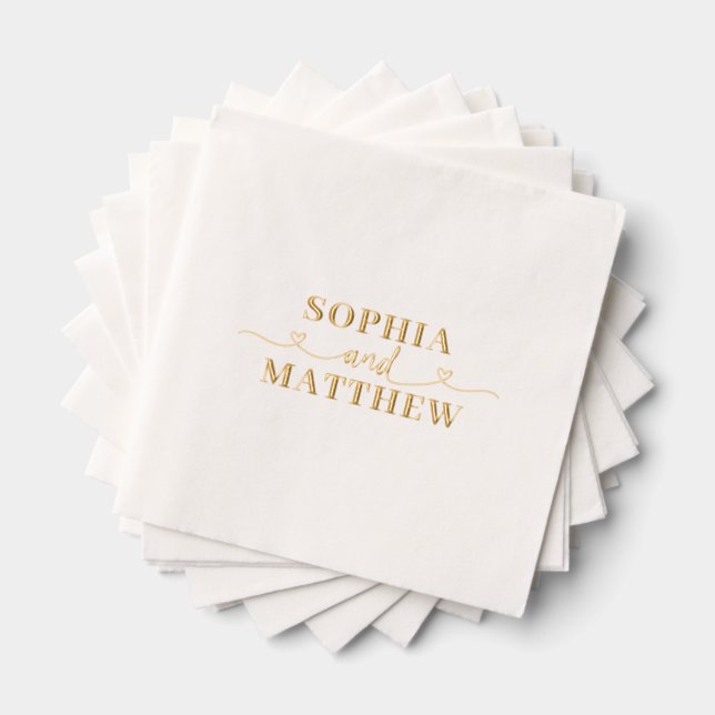 Servilletas Con Brillo Nombres Guión Corazón Boda (Insitu (apilados))