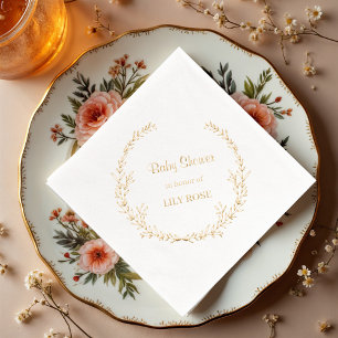 Servilletas Con Brillo Oferta elegante de Fiesta Baby Shower Wreat Gold F
