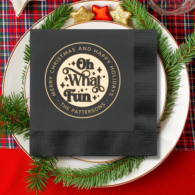 Servilletas Con Brillo Oh Qué Diversión Feliz Navidad Felices Fiestas (Subido por el creador)