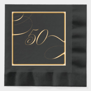 Servilletas Con Brillo Oro 50 Caligrafía Cumpleaños Aniversario Hito