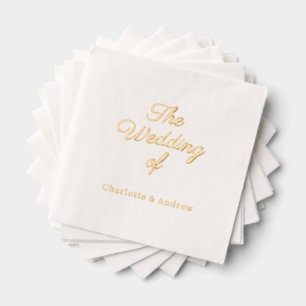 Servilletas Con Brillo Oro blanco escritura lujo Boda 