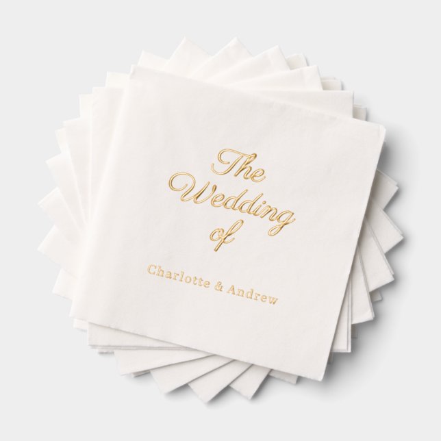 Servilletas Con Brillo Oro blanco escritura lujo Boda  (Insitu (apilados))