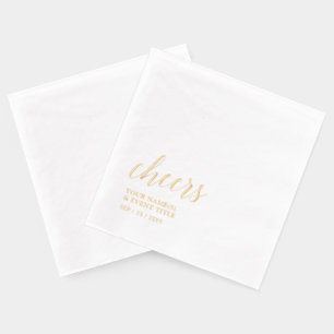 Servilletas Con Brillo Oro   Letra Estilosa y Elegante para Evento Cheers