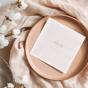 Servilletas Con Brillo Oro   Letra Estilosa y Elegante para Evento Cheers