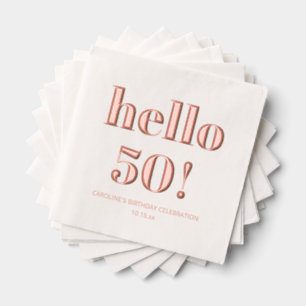 Servilletas Con Brillo Oro Rosa Cumpleaños Moderno Retro 50 Cumplaños Bri