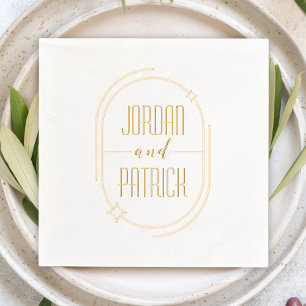 Servilletas Con Brillo Oval Frame Stars Modern Geometric Custom Wedding