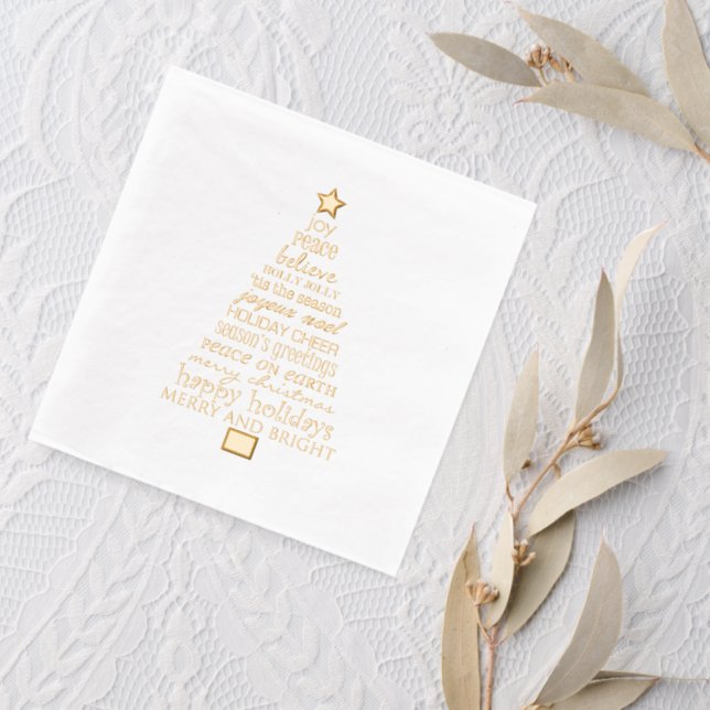 Servilletas Con Brillo Palabras de árbol de navidad de moda merry (Insitu (boda 2))