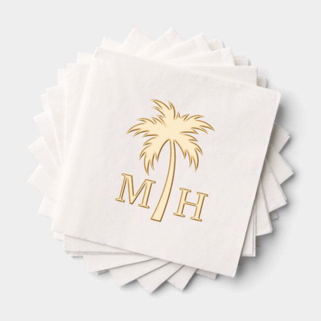 Servilletas Con Brillo Palm Tree Wedding Monogram (Insitu (apilados))