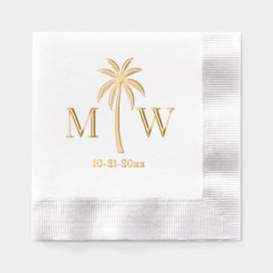 Servilletas Con Brillo Palmera Inicial Pareja Boda Monograma Fecha #5