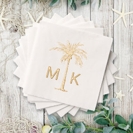 Servilletas Con Brillo Palmera Tropical Personalizada con Monograma