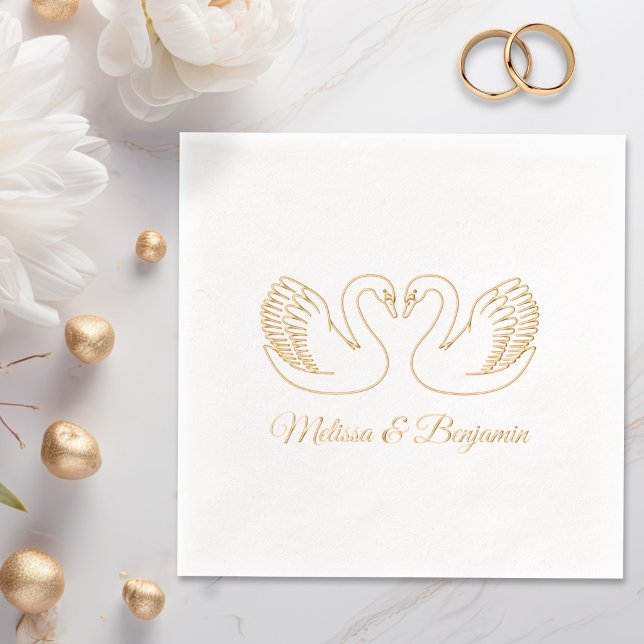 Servilletas Con Brillo Par de cisnes aniversario de bodas V3 (Subido por el creador)
