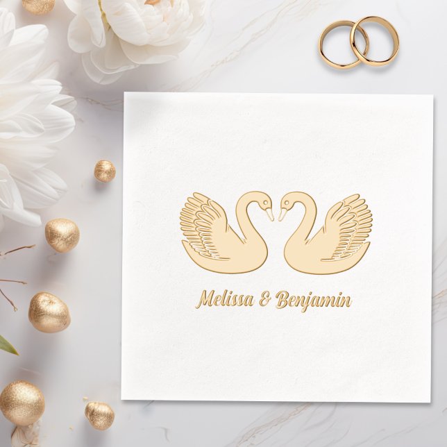 Servilletas Con Brillo Pareja de cisnes aniversario de bodas V4 (Subido por el creador)