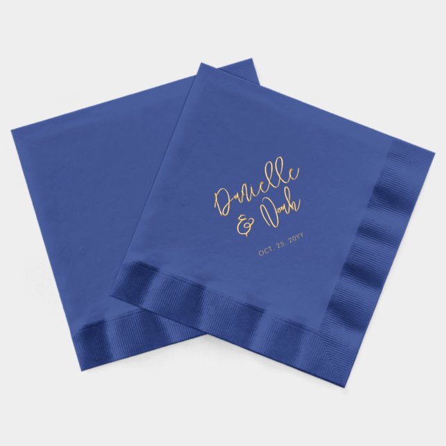 Servilletas Con Brillo Parejas con letras modernas nombre matrimonio pers (Reverso )