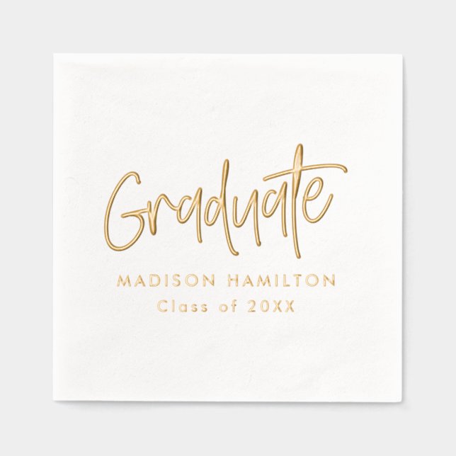 Servilletas Con Brillo Partido de Graduación de Guión Preppy Moderno (Anverso)